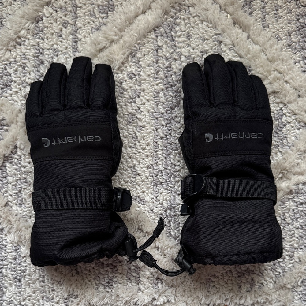 Carhartt Black Heavy-Duty Insulated Winter Gloves, Youth XS